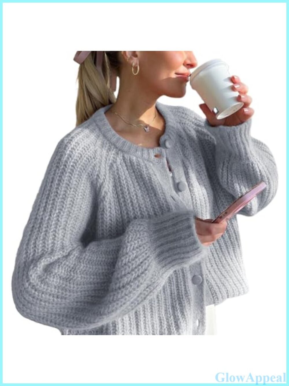 Women's Button Down Open Front Chunky Knit Cardigan Long Sleeve